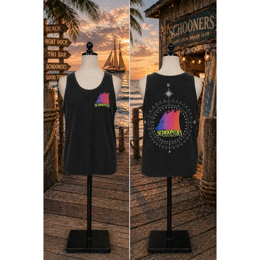Vintage Schooners Panama City Beach Tank Top USA Made Surf Tee M USA